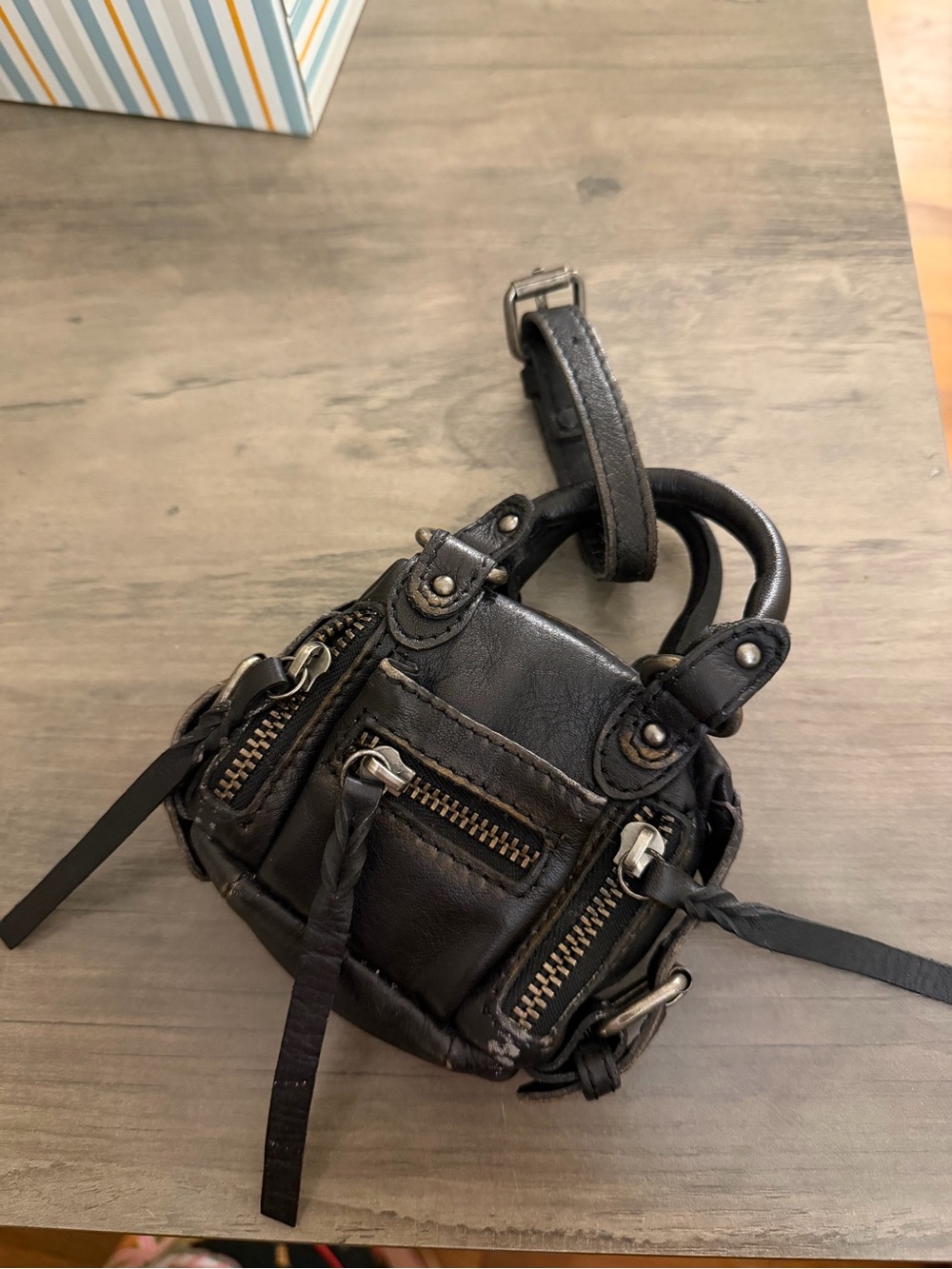Black Leather Mini emerson bag charm